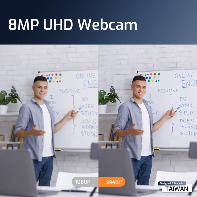 INSWAN INS-1 USB Document Camera â€” 8MP Ultra HD, Auto Focus, LED , Built-in Mic, Windows, Mac, iPad, Chromebook Compatible for Distance Learning, Remote Teaching, Web Conferencing, Live Demo - Image 4